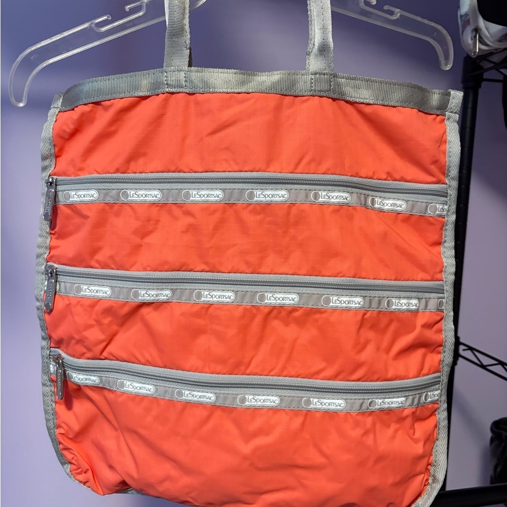 LeSportsac Coral and Gray Tote